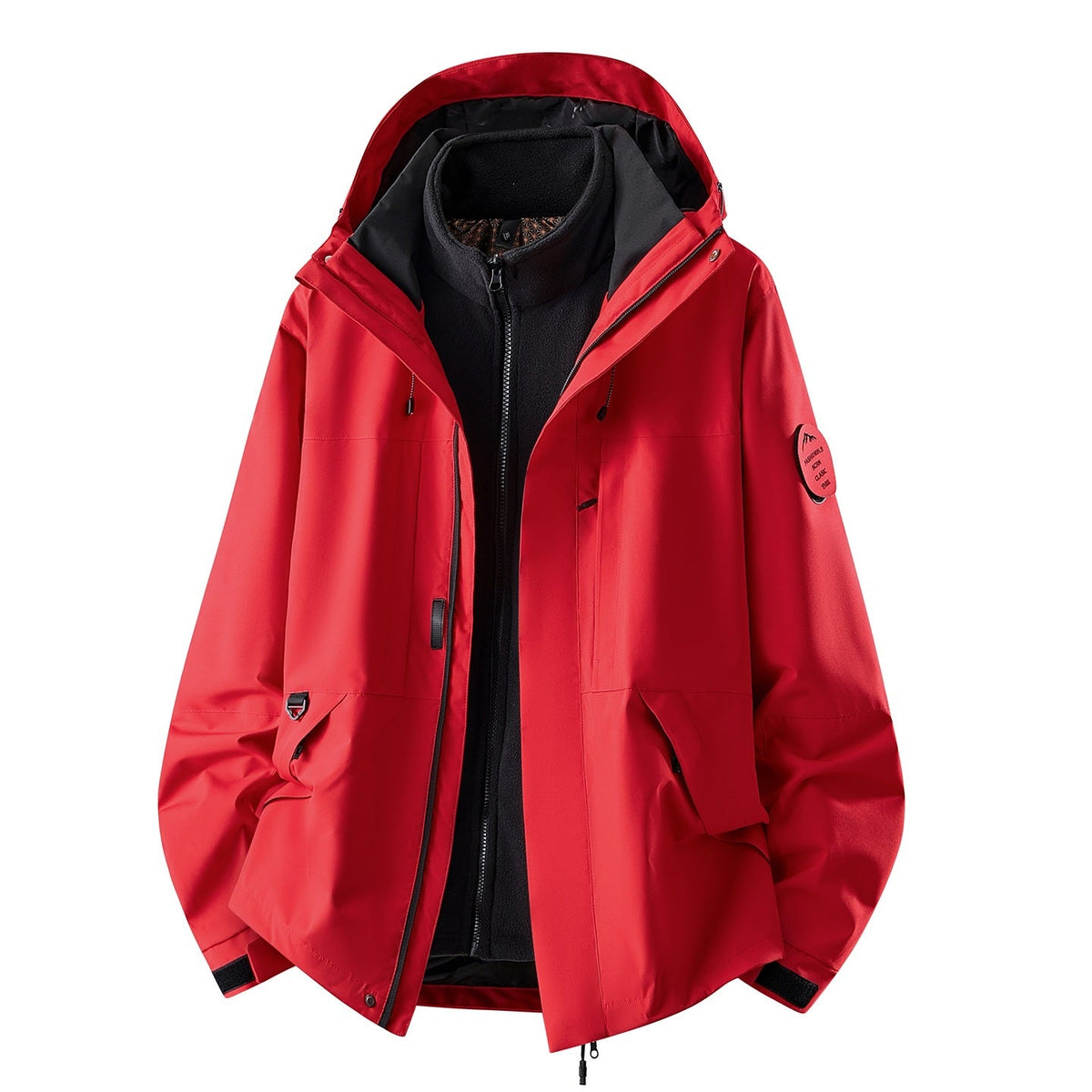 Wasserdichte 3-in-1-Outdoorjacke für Damen mit herausnehmbarer Fleece-Innenjacke und Taschen