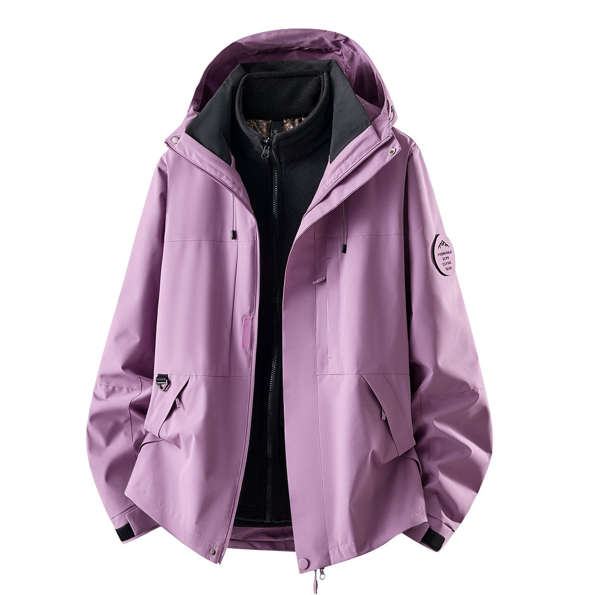 Wasserdichte 3-in-1-Outdoorjacke für Damen mit herausnehmbarer Fleece-Innenjacke und Taschen