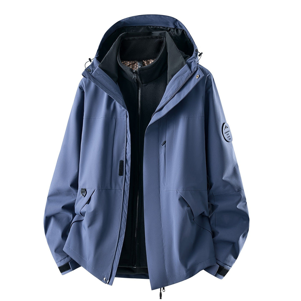 Wasserdichte 3-in-1-Outdoorjacke für Damen mit herausnehmbarer Fleece-Innenjacke und Taschen
