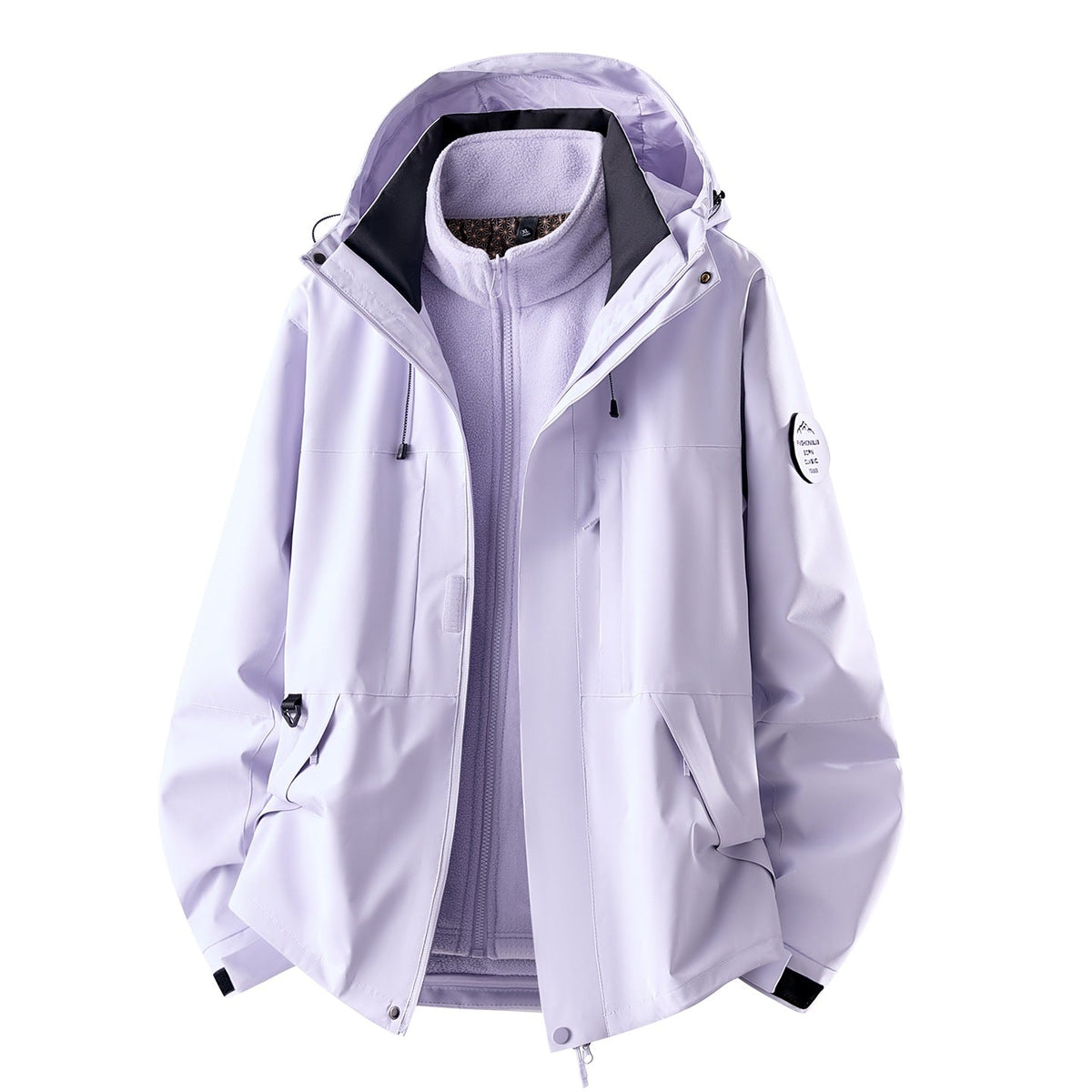 Wasserdichte 3-in-1-Outdoorjacke für Damen mit herausnehmbarer Fleece-Innenjacke und Taschen