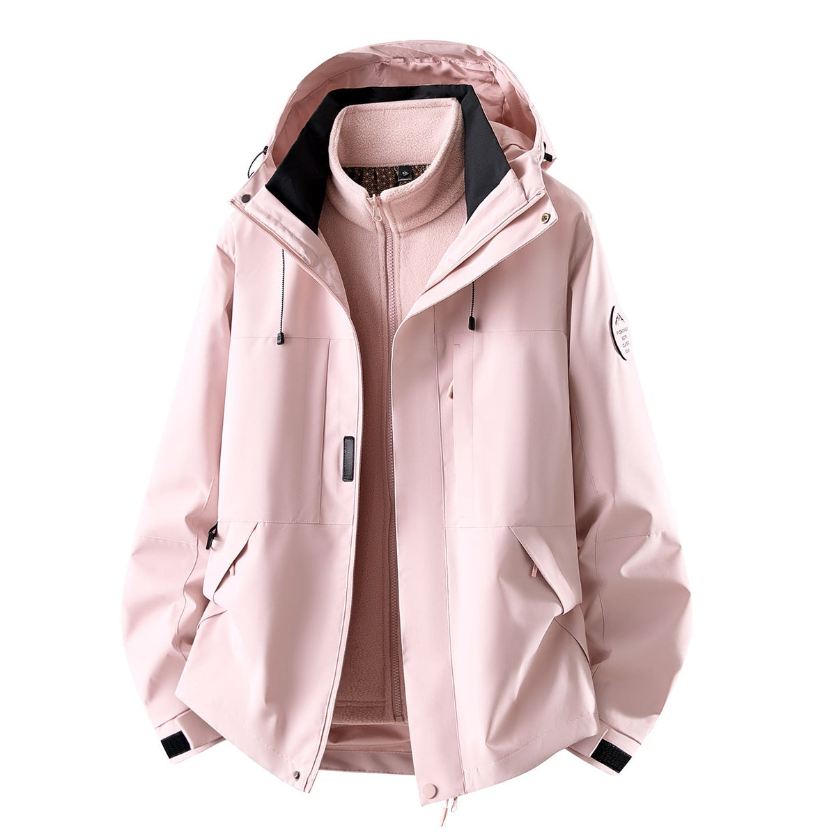 Wasserdichte 3-in-1-Outdoorjacke für Damen mit herausnehmbarer Fleece-Innenjacke und Taschen