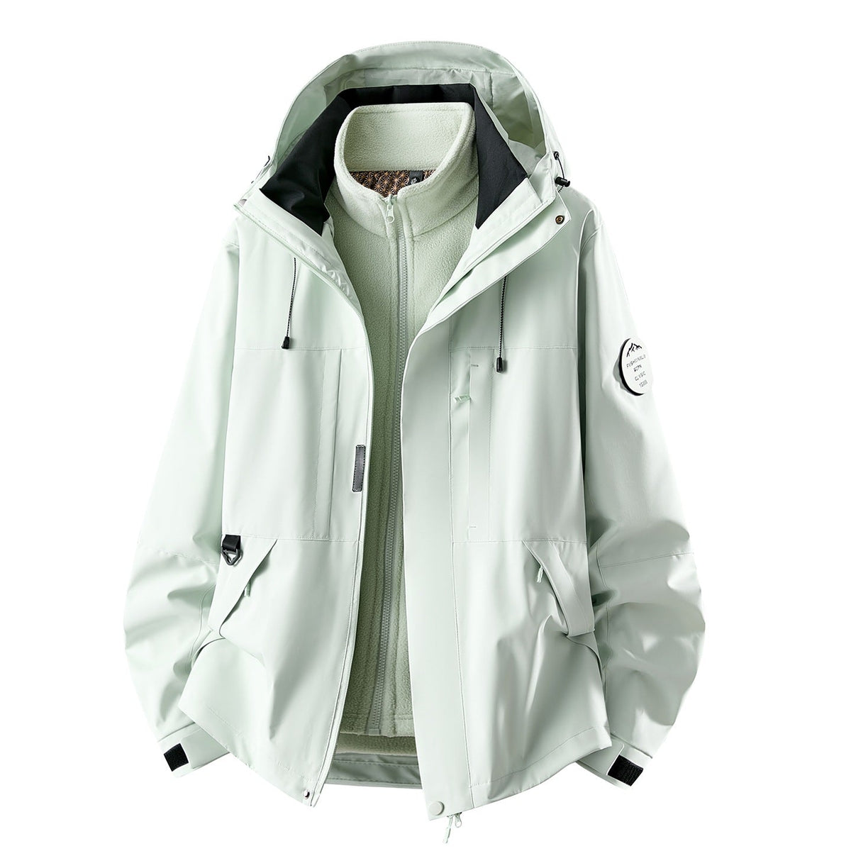 Wasserdichte 3-in-1-Outdoorjacke für Damen mit herausnehmbarer Fleece-Innenjacke und Taschen