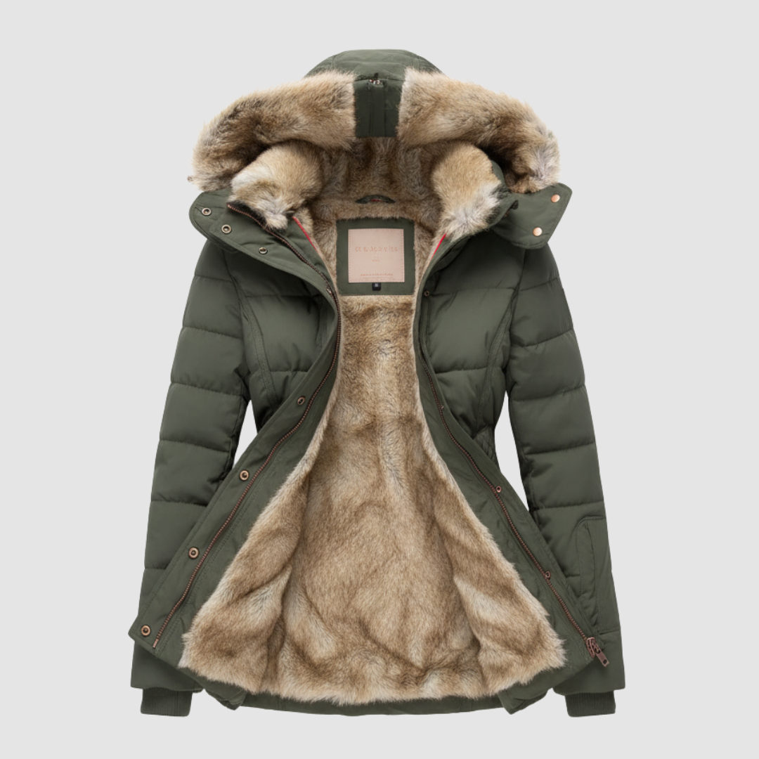 Wattierte Damenjacke mit Kapuze