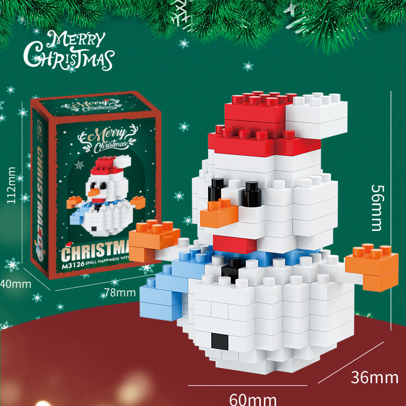 Weihnachtliche Mini-Bausteinfiguren – Geschenkset mit Weihnachtsmann, Schneemann, Rentier und Baum