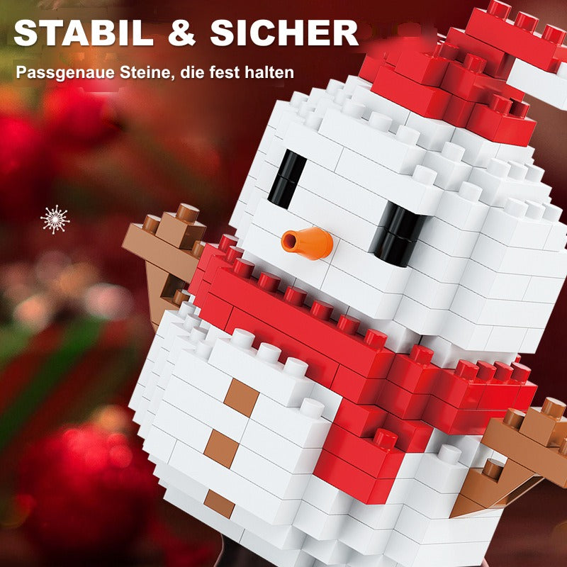 Weihnachtliche Mini-Bausteinfiguren – Geschenkset mit Weihnachtsmann, Schneemann, Rentier und Baum