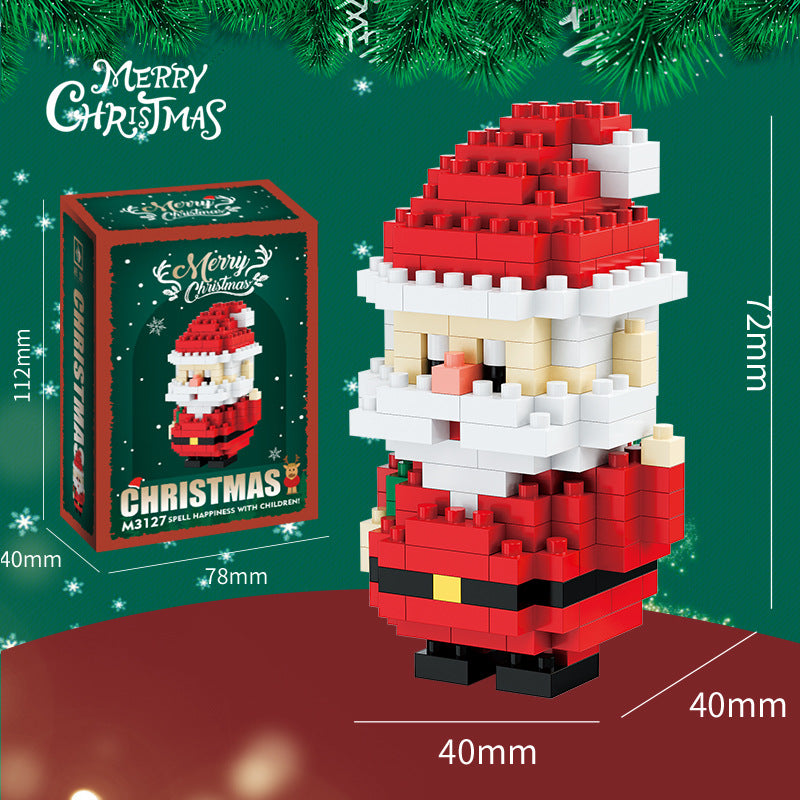 Weihnachtliche Mini-Bausteinfiguren – Geschenkset mit Weihnachtsmann, Schneemann, Rentier und Baum