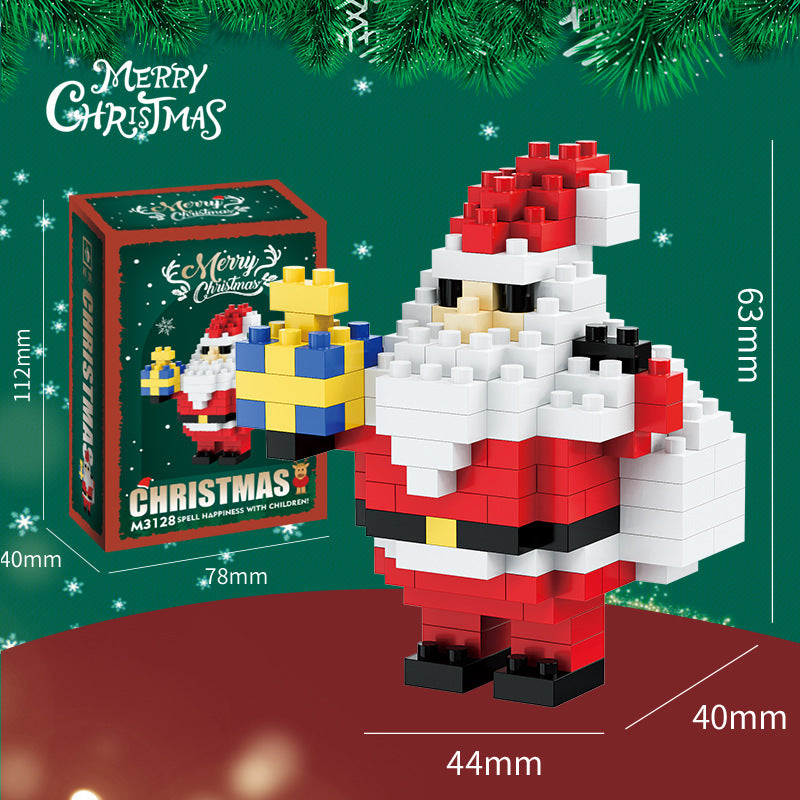 Weihnachtliche Mini-Bausteinfiguren – Geschenkset mit Weihnachtsmann, Schneemann, Rentier und Baum
