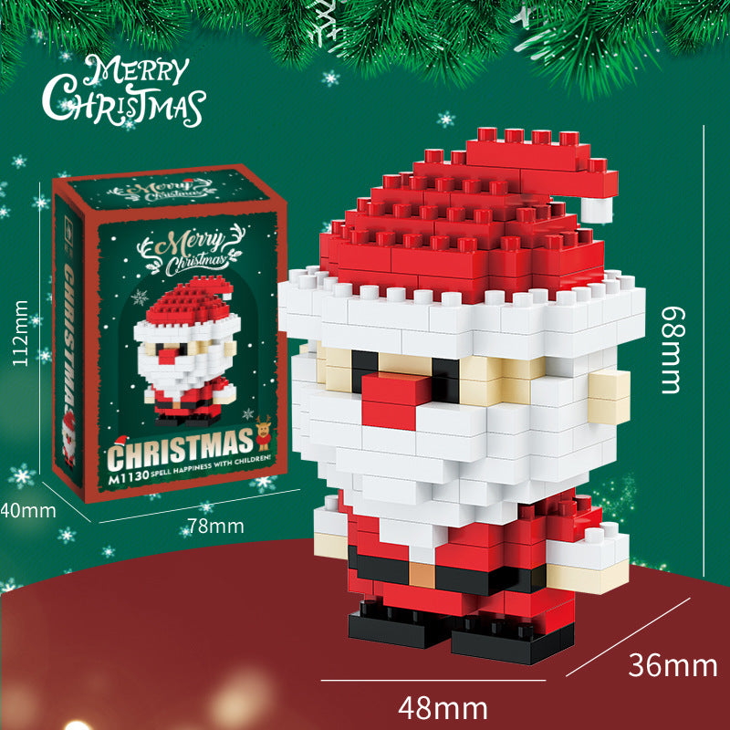 Weihnachtliche Mini-Bausteinfiguren – Geschenkset mit Weihnachtsmann, Schneemann, Rentier und Baum
