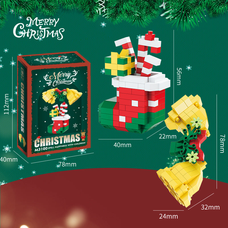Weihnachtliche Mini-Bausteinfiguren – Geschenkset mit Weihnachtsmann, Schneemann, Rentier und Baum