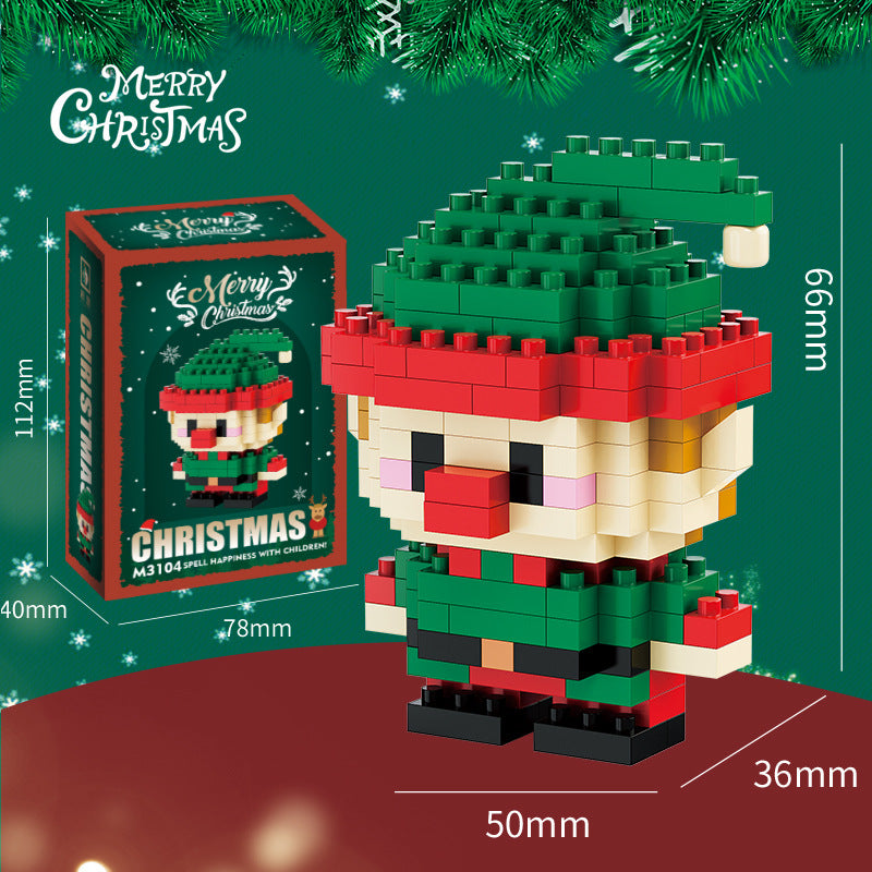 Weihnachtliche Mini-Bausteinfiguren – Geschenkset mit Weihnachtsmann, Schneemann, Rentier und Baum