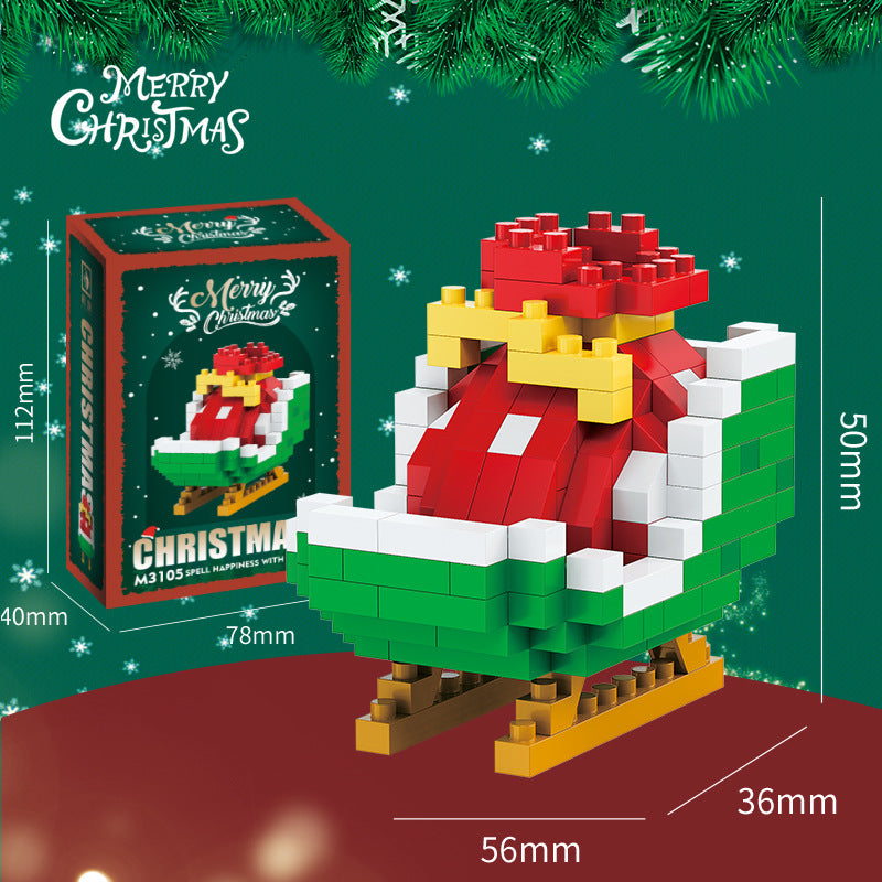 Weihnachtliche Mini-Bausteinfiguren – Geschenkset mit Weihnachtsmann, Schneemann, Rentier und Baum