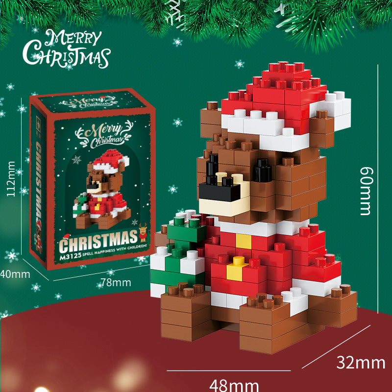 Weihnachtliche Mini-Bausteinfiguren – Geschenkset mit Weihnachtsmann, Schneemann, Rentier und Baum