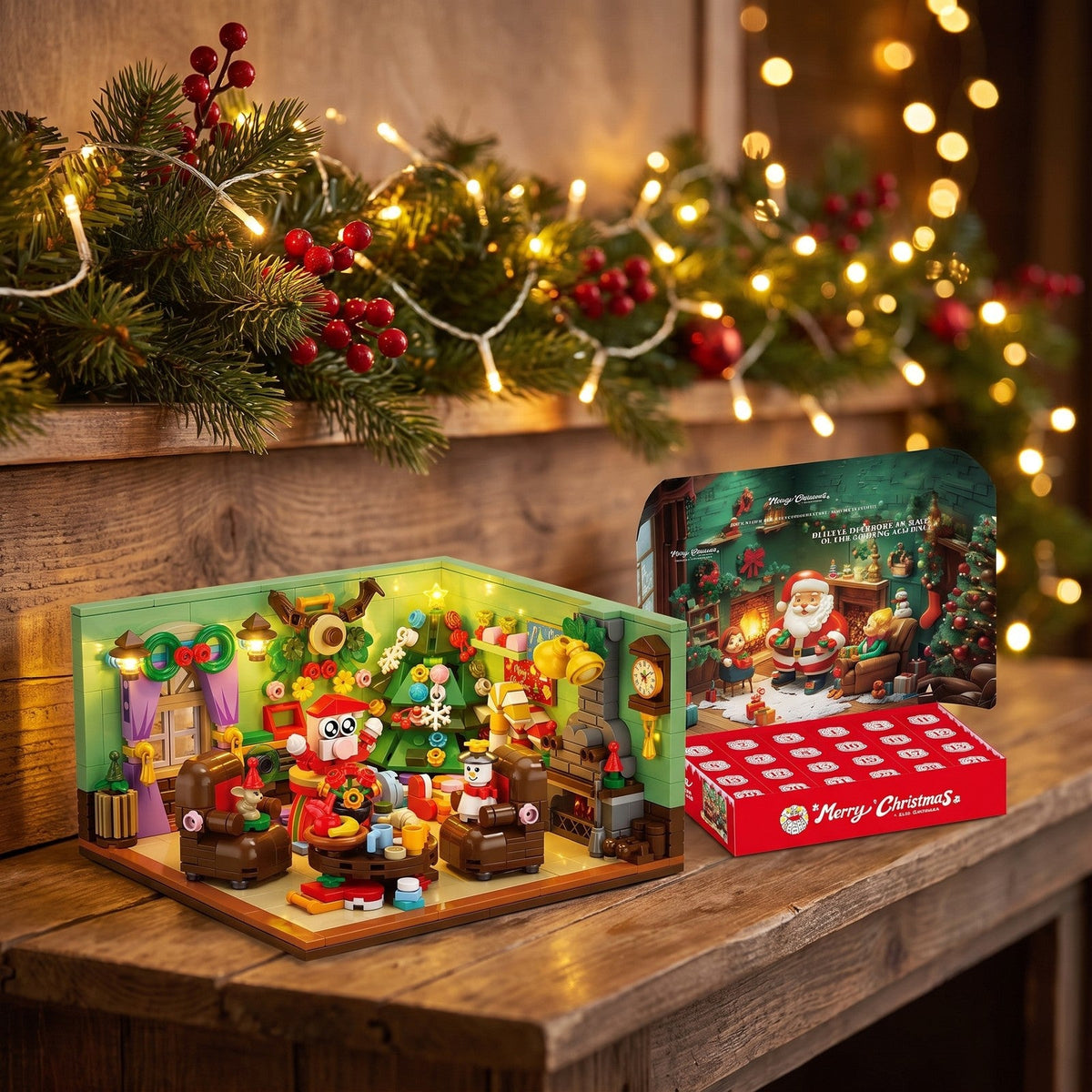 Weihnachts-Wohnzimmer-Adventskalender, 669-teilige Szene mit 24 Boxen