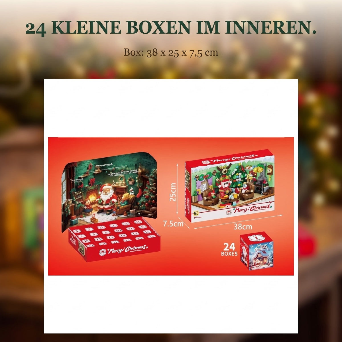 Weihnachts-Wohnzimmer-Adventskalender, 669-teilige Szene mit 24 Boxen