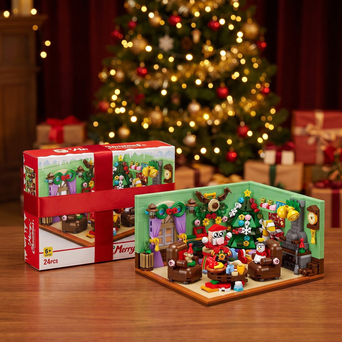 Weihnachts-Wohnzimmer-Adventskalender, 669-teilige Szene mit 24 Boxen