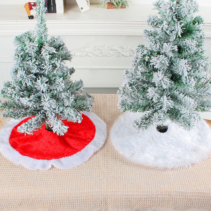 Weihnachtsbaumdecke aus flauschigem Kunstfell für kleine Tischbäume, 38 cm Durchmesser