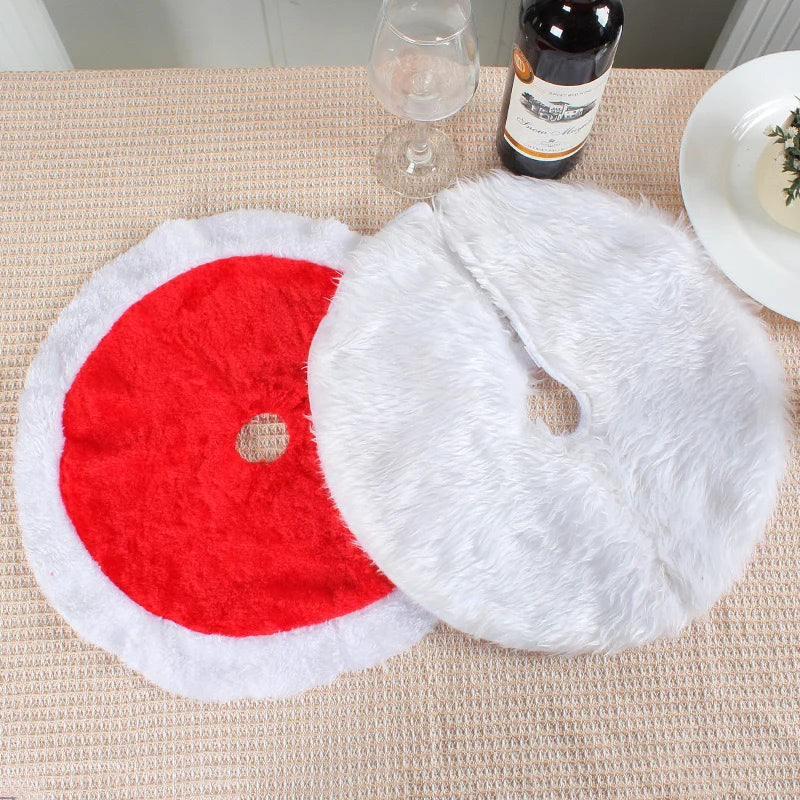 Weihnachtsbaumdecke aus flauschigem Kunstfell für kleine Tischbäume, 38 cm Durchmesser
