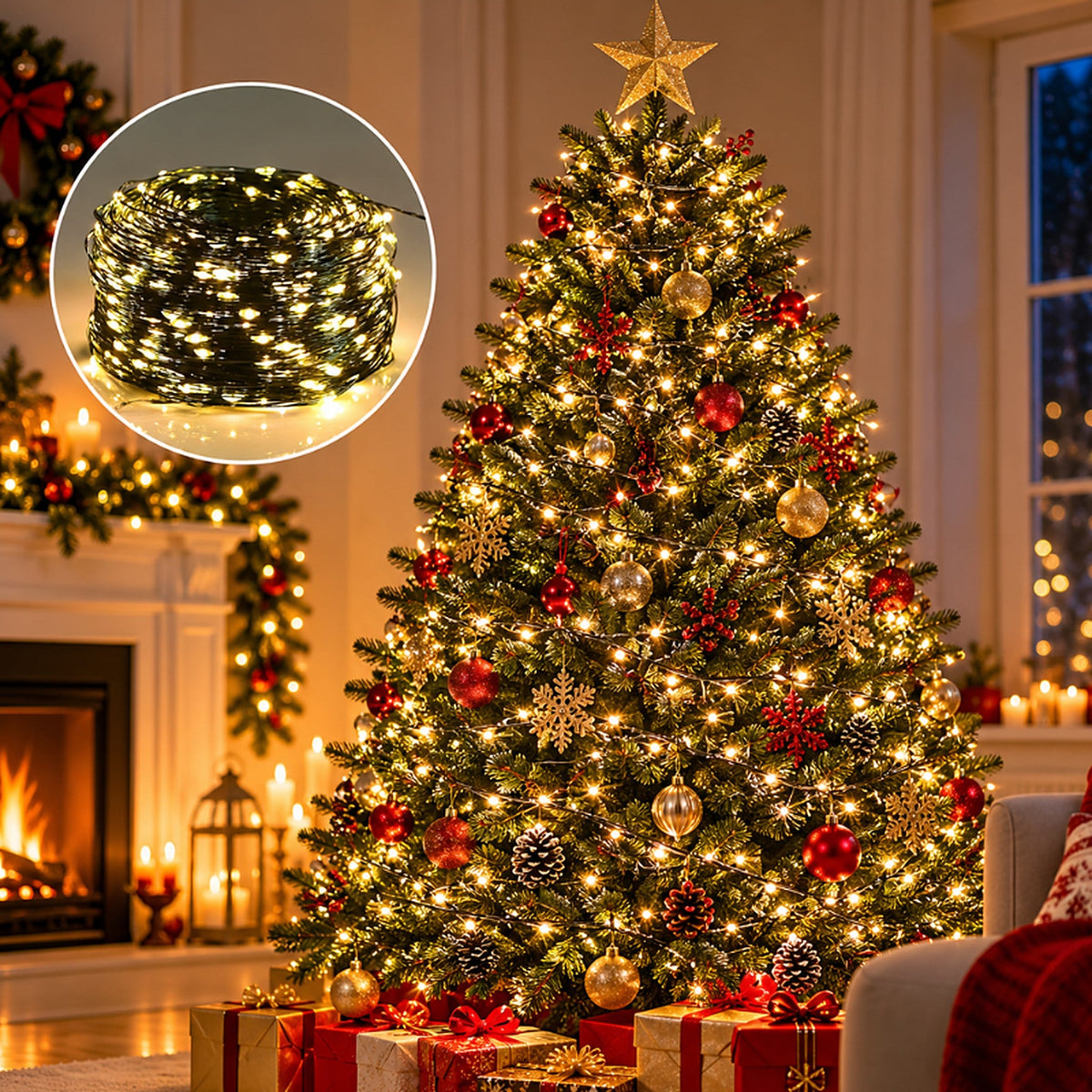 Weihnachtsbeleuchtung – Lichterkette bis zu 100 Meter mit Fernbedienung