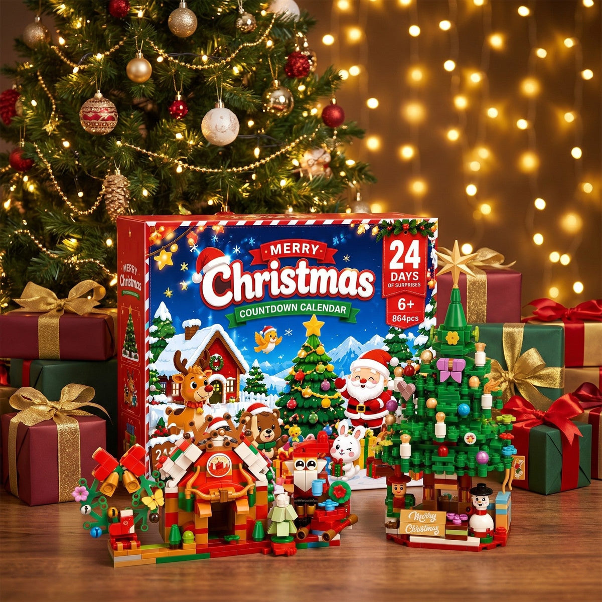 Weihnachtsdorf-Adventskalender mit Bausteinen, 864 Teile