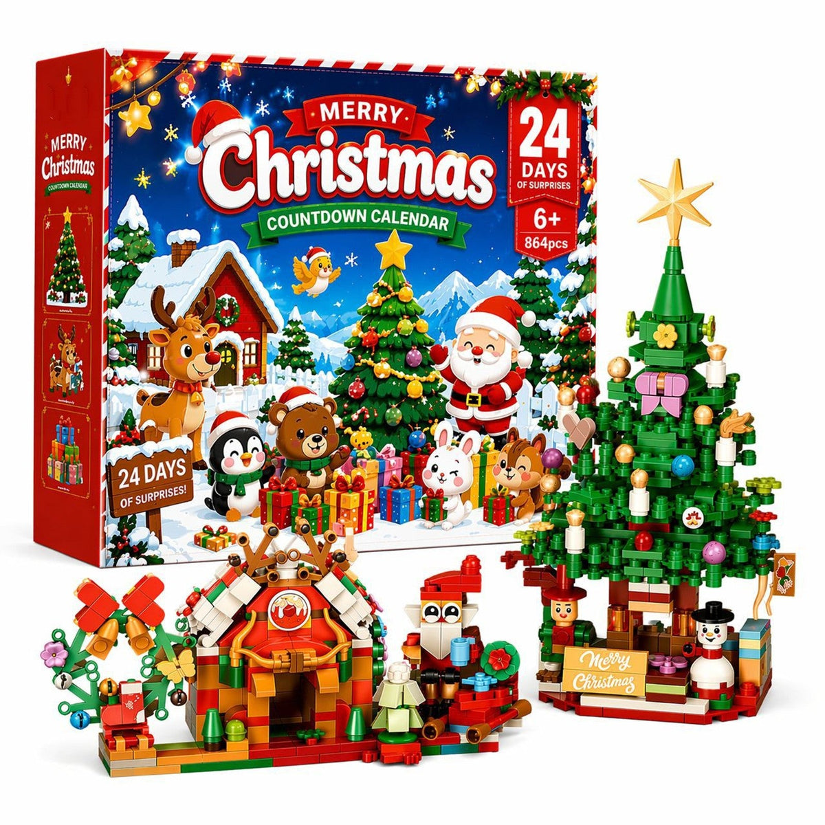 Weihnachtsdorf-Adventskalender mit Bausteinen, 864 Teile