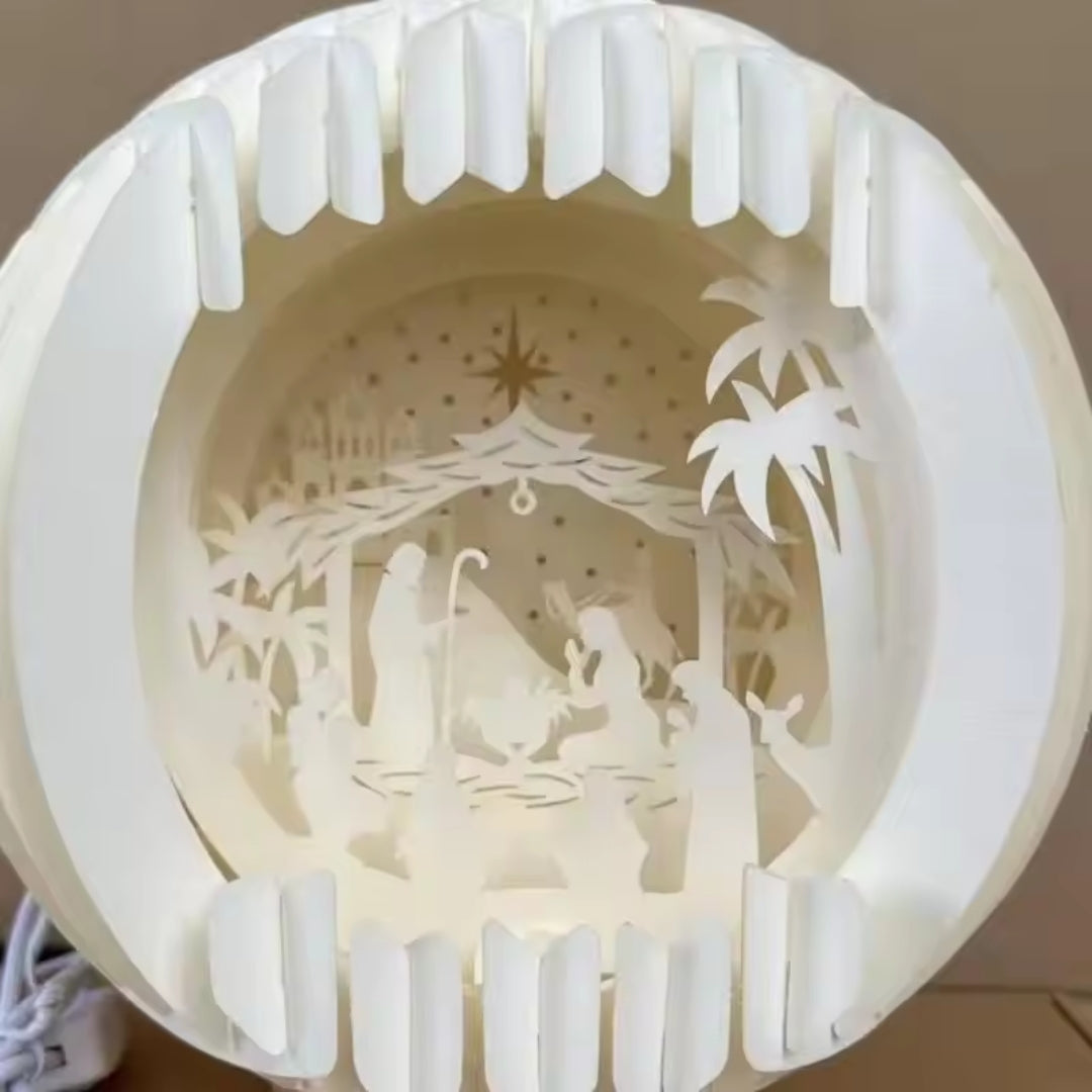 Weihnachtskrippe – beleuchtete Krippenszene aus Papier