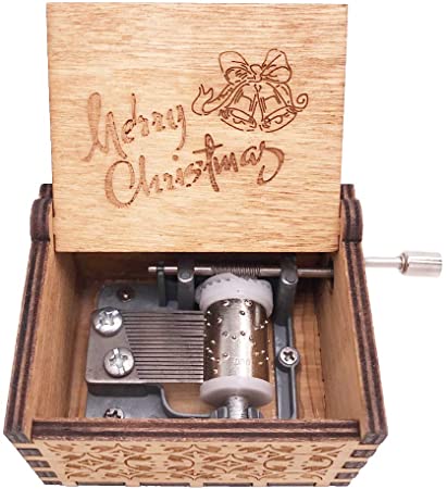 Weihnachtsspieluhr mit Handkurbel – stimmungsvolle Melodie, traditionelles Weihnachtsmotiv