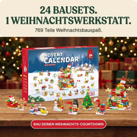 Weihnachtswerkstatt-Adventskalender, 24-in-1-Weihnachtsmodelle aus Bausteinen, 769 Teile