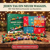 Weihnachtszug-Adventskalender, 904-teiliges Zug-Bauset aus Bausteinen