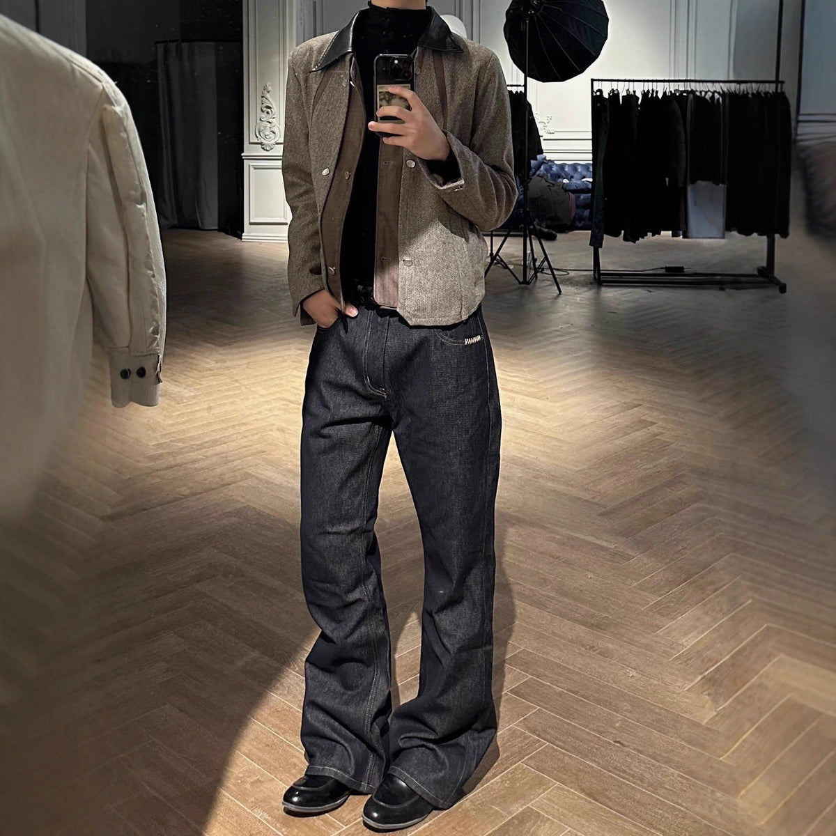 Weit geschnittene Denim-Jeans für Herren mit Taschen