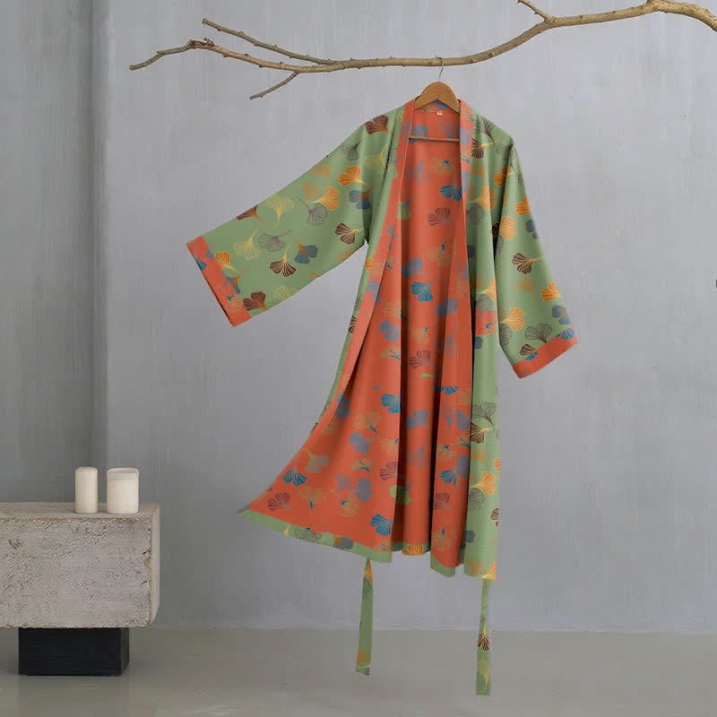 Wendbarer Kimono-Bademantel aus Bio-Baumwolle mit lockeren, weiten Ärmeln