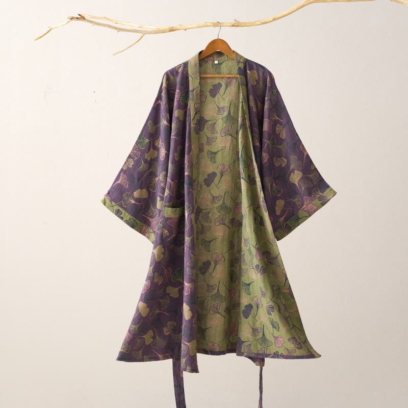 Wendbarer Kimono-Bademantel aus Bio-Baumwolle mit lockeren, weiten Ärmeln