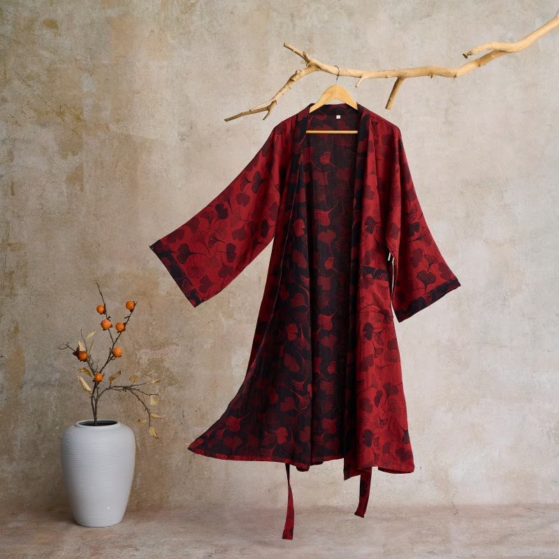 Wendbarer Kimono-Bademantel aus Bio-Baumwolle mit lockeren, weiten Ärmeln