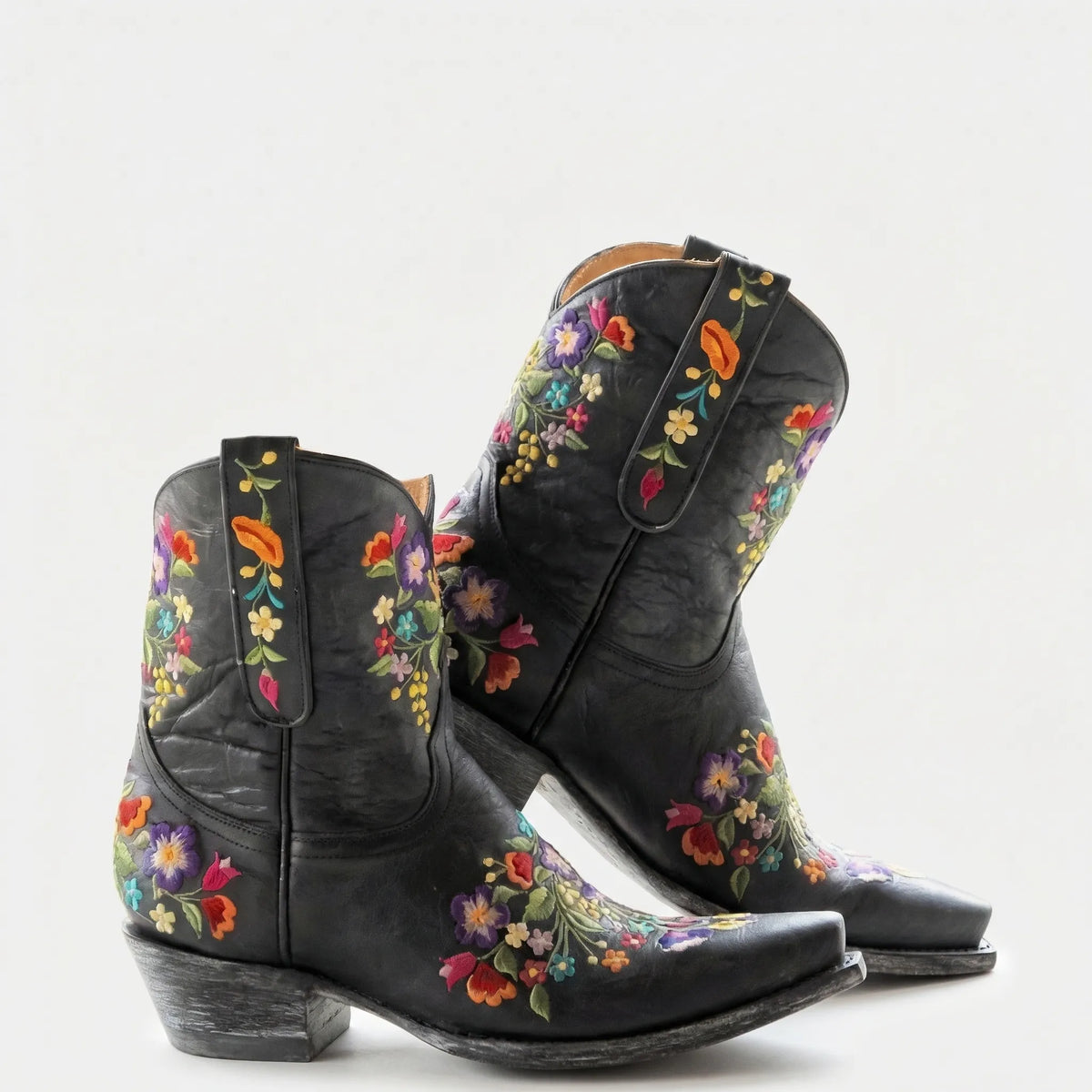 Western-Stiefeletten mit Blumenstickerei