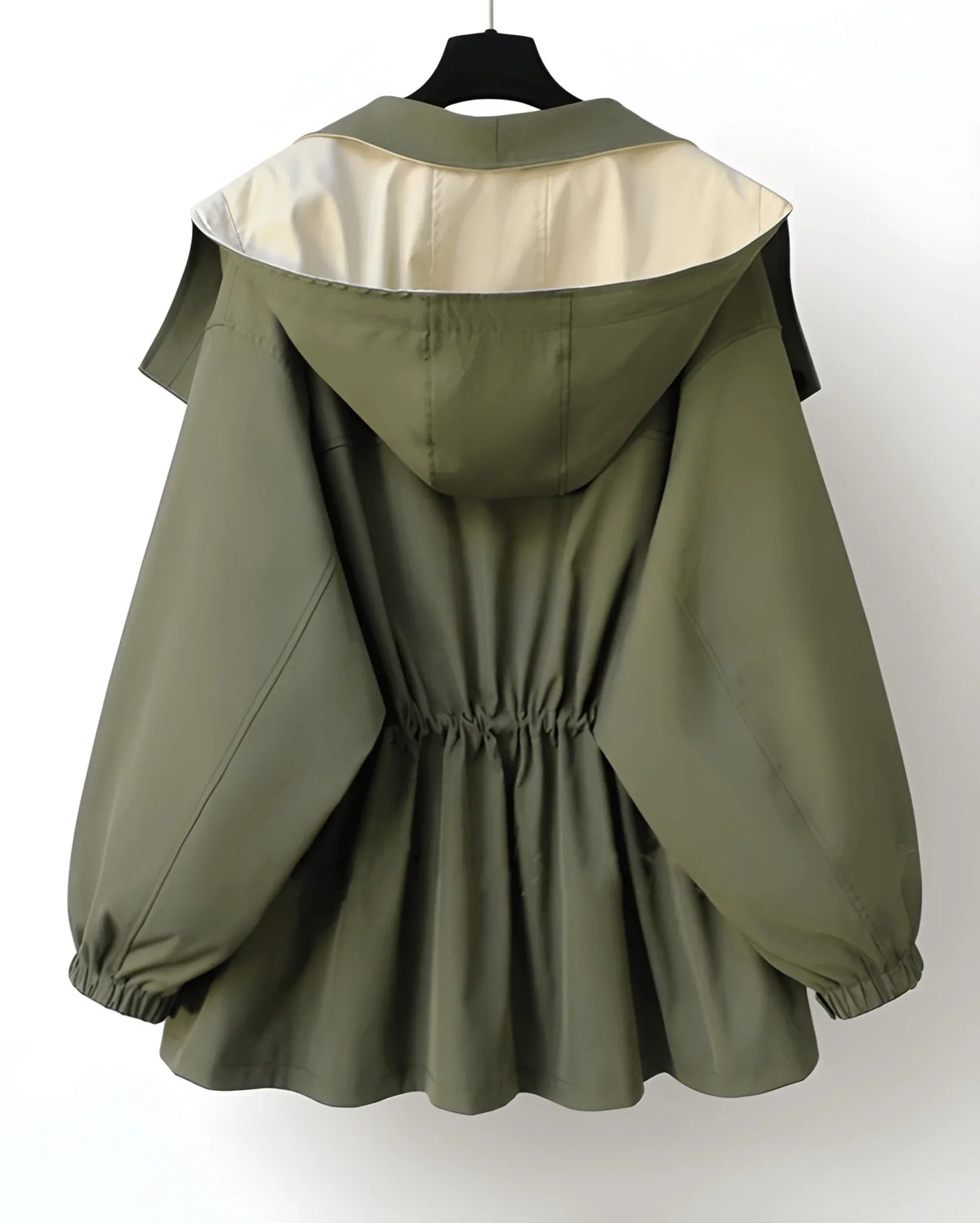 Wetterfeste Damenjacke mit Oversize-Kragen, Gürtel und Reißverschluss