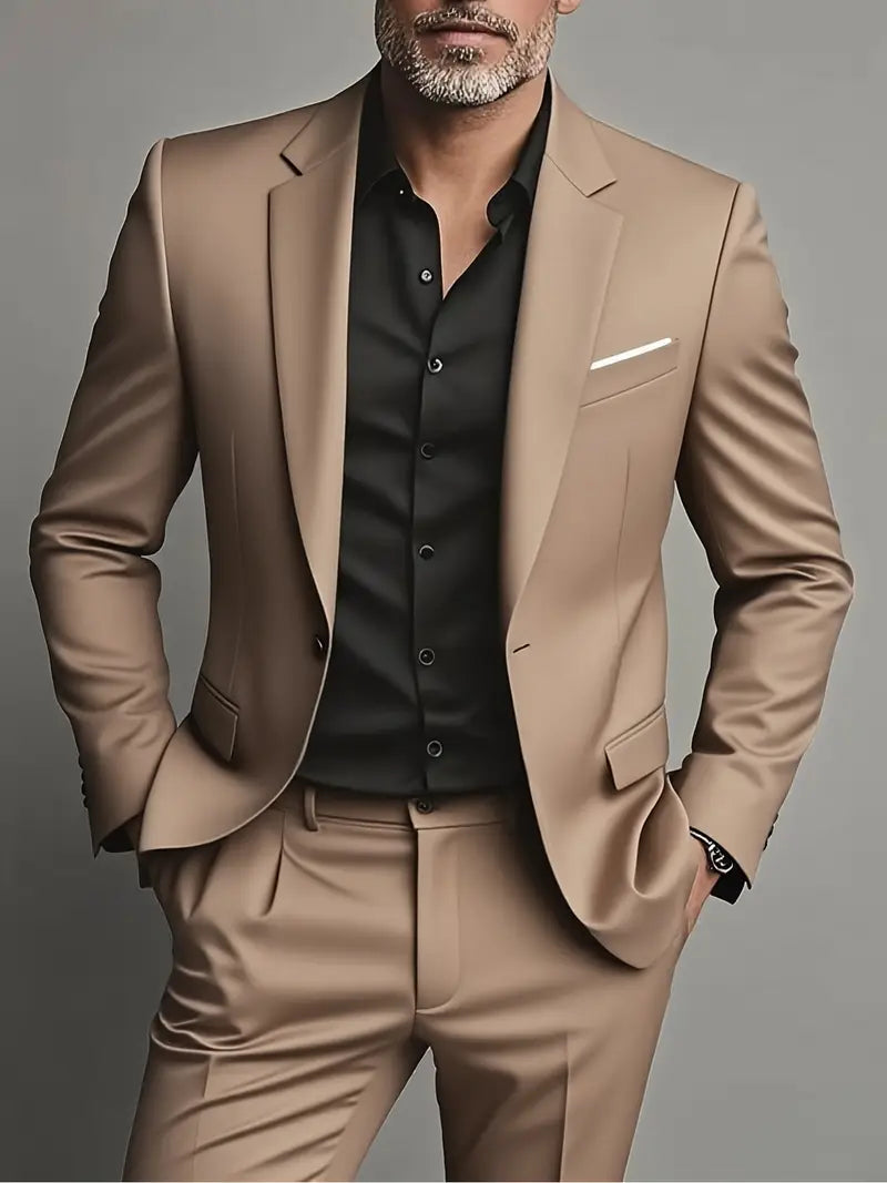 Zweiteiliger Slim-Fit-Herrenanzug für Business und Abendveranstaltungen